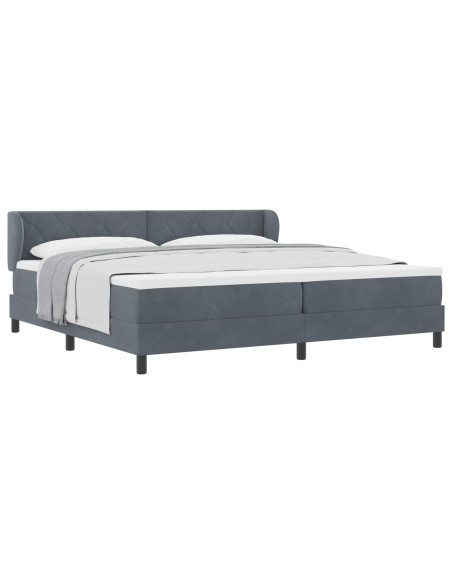 Letto a molle con testiera Grigio scuro 200 x 200 cm Velluto