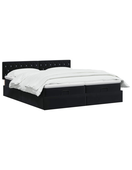 Letto ottomano con materasso con testiera 2 pcs Nero Velluto