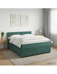 Letto box spring con materasso Verde Scuro 160 x 200 cm Velluto