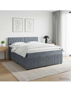 Letto box spring con materasso Grigio Scuro 180 x 200 cm