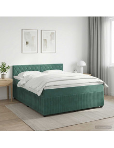 Letto box spring con materasso Verde Scuro 180 x 200 cm Velluto