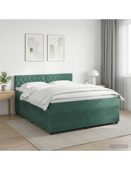 Letto box spring con materasso Verde Scuro 180 x 200 cm Velluto