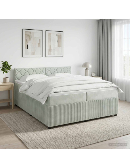 Letto box spring con materasso Grigio Chiaro 200 x 200 cm