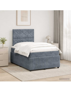 Letto Box Spring LED con Materasso Grigio Scuro 120 x 190 cm