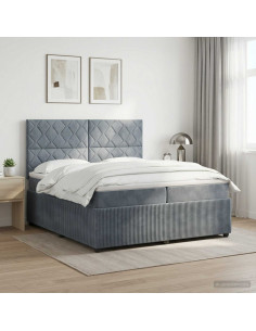 Letto Box Spring LED con Materasso Grigio Scuro 200 x 200 cm