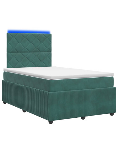 Letto Box Spring LED con Materasso Verde Scuro 120 x 190 cm