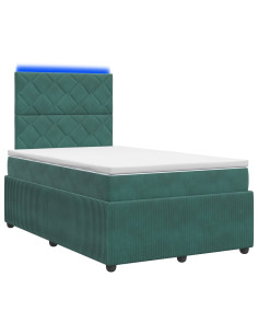 Letto Box Spring LED con Materasso Verde Scuro 120 x 200 cm 2