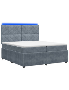 Letto Box Spring LED con Materasso Grigio Scuro 200 x 200 cm 2