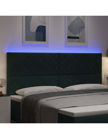 Testiera LED Verde Scuro 200 cm Velluto
