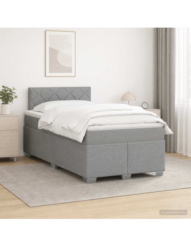 Letto box spring con materasso Grigio Chiaro 120 x 200 cm