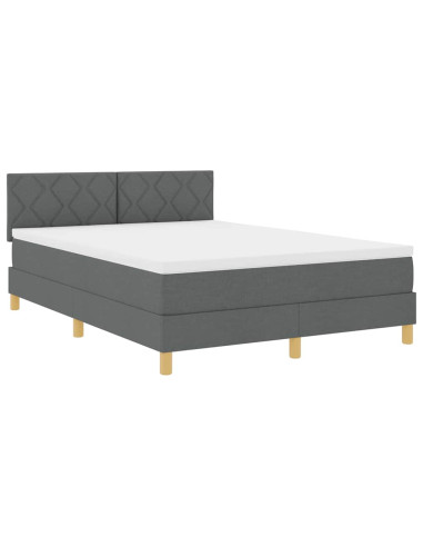 Letto a Sorgente LED Grigio scuro 140 x 200 cm Tessuto