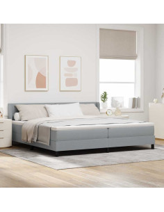 Letto a molle con testiera Grigio chiaro 200 x 200 cm Tessuto