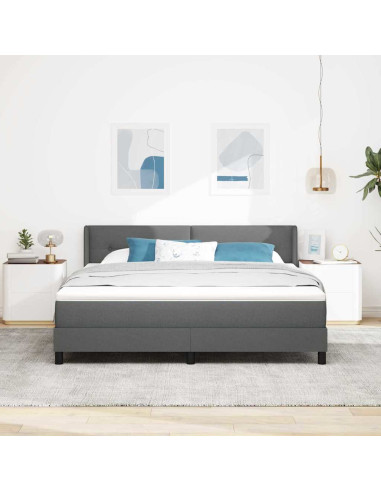 Letto a molle con testiera Grigio scuro 200 x 180 cm Tessuto