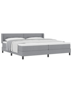 Letto a molle con testiera Grigio chiaro 200 x 200 cm Tessuto 2