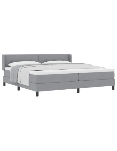 Letto a molle con testiera Grigio chiaro 200 x 200 cm Tessuto
