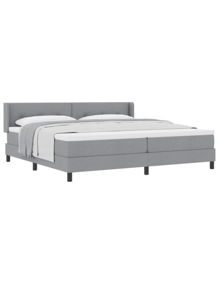 Letto a molle con testiera Grigio chiaro 200 x 200 cm Tessuto