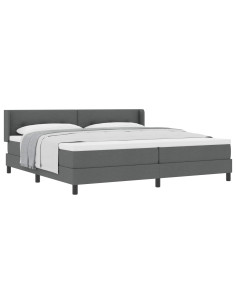 Letto a molle con testiera Grigio scuro 200 x 200 cm Tessuto 2