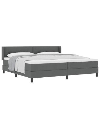 Letto a molle con testiera Grigio scuro 200 x 200 cm Tessuto