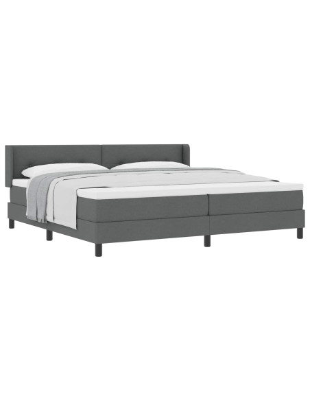 Letto a molle con testiera Grigio scuro 200 x 200 cm Tessuto