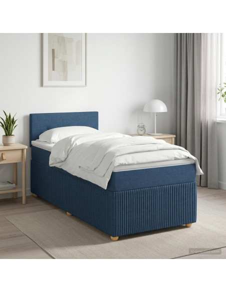 Letto box spring con materasso Blu 80 x 200 cm Tessuto