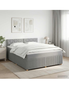 Letto box spring con materasso Grigio Chiaro 140 x 190 cm