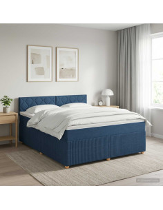 Letto box spring con materasso Blu 160 x 200 cm Tessuto