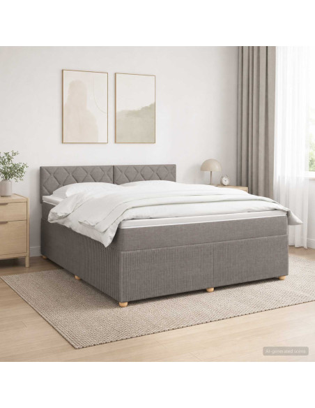 Letto box spring con materasso Tortora 180 x 200 cm Tessuto