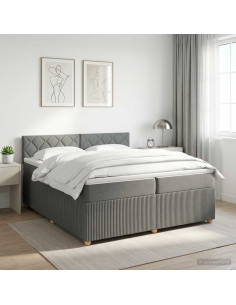 Letto box spring con materasso Grigio Scuro 200 x 200 cm