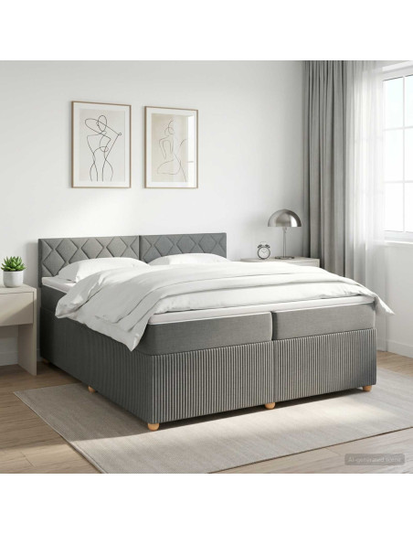 Letto box spring con materasso Grigio Scuro 200 x 200 cm