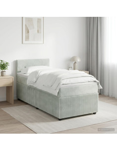 Letto box spring con materasso Grigio Chiaro 80 x 200 cm