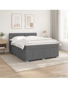 Letto Box Spring LED con Materasso Grigio Scuro 180 x 200 cm