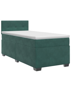Letto box spring con materasso Verde Scuro 100 x 200 cm Velluto