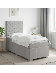 Letto box spring con materasso Grigio Chiaro Singolo Tessuto