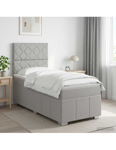 Letto box spring con materasso Grigio Chiaro Singolo Tessuto