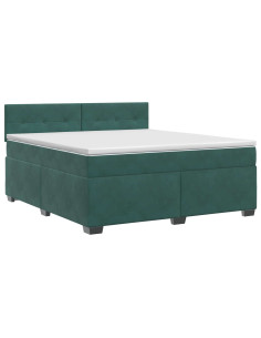 Letto box spring con materasso Verde Scuro 160 x 200 cm Velluto