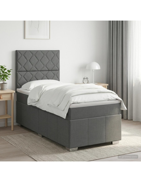 Letto box spring con materasso Grigio Scuro Singolo Tessuto