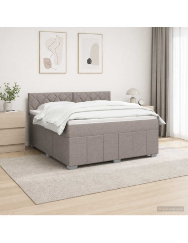 Letto Box Spring LED con Materasso Tortora 140 x 200 cm Tessuto