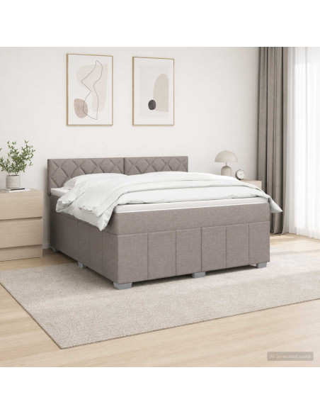 Letto Box Spring LED con Materasso Tortora 140 x 200 cm Tessuto