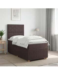 Letto box spring con materasso Marrone Scuro 90 x 190 cm
