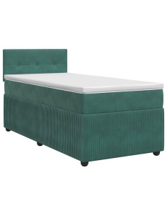 Letto box spring con materasso Verde Scuro 100 x 200 cm Velluto