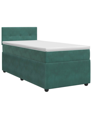 Letto box spring con materasso Verde Scuro 100 x 200 cm Velluto
