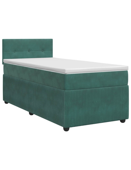 Letto box spring con materasso Verde Scuro 100 x 200 cm Velluto