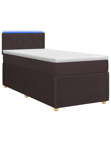 Letto box spring con materasso Marrone Scuro 80 x 200 cm