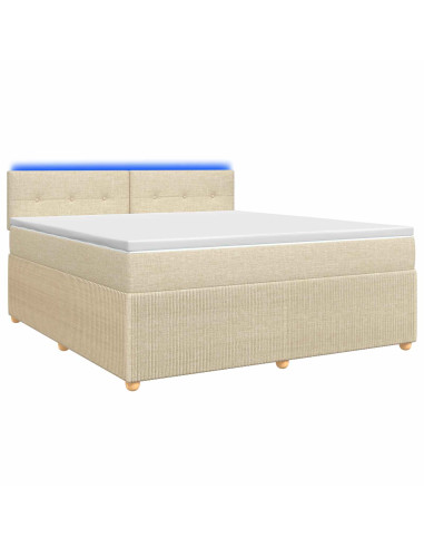 Letto box spring con materasso Crema 160 x 200 cm Tessuto
