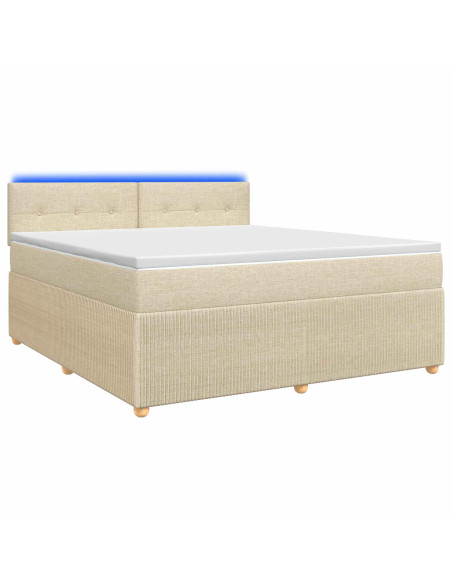 Letto box spring con materasso Crema 160 x 200 cm Tessuto