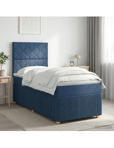 Letto box spring con materasso Blu 90 x 200 cm Tessuto