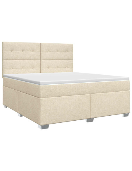 Letto box spring con materasso Crema 160 x 200 cm Tessuto