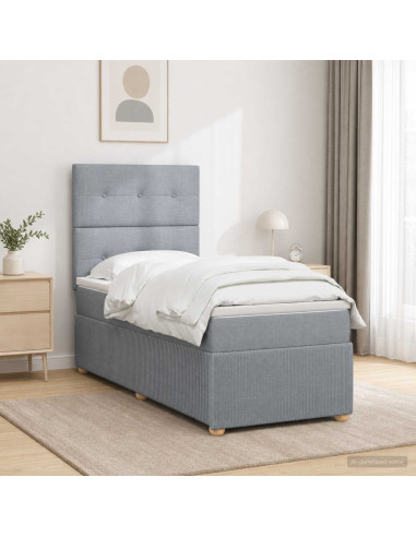 Letto box spring con materasso Grigio Chiaro 100 x 200 cm