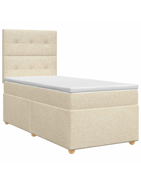 Letto box spring con materasso Crema 80 x 200 cm Tessuto