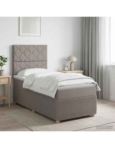 Letto box spring con materasso Tortora 100 x 200 cm Tessuto